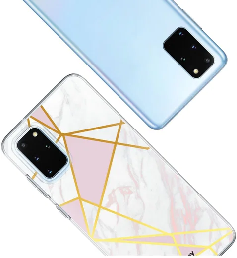 HappyCase Samsung S20 Plus Hoesje Flexibel TPU Roze Marmer Print afbeelding 6