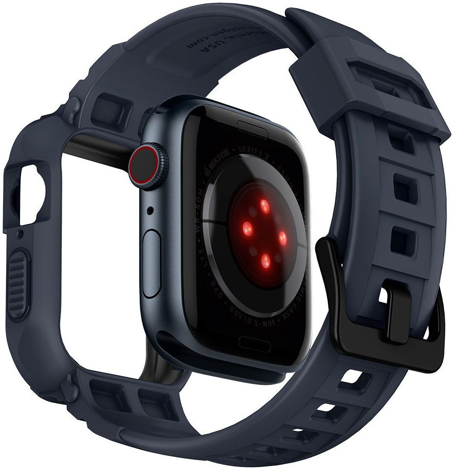 Spigen Rugged Armor Pro - Apple Watch 45MM / 44MM Hoesje en Bandje - Blauw afbeelding 4