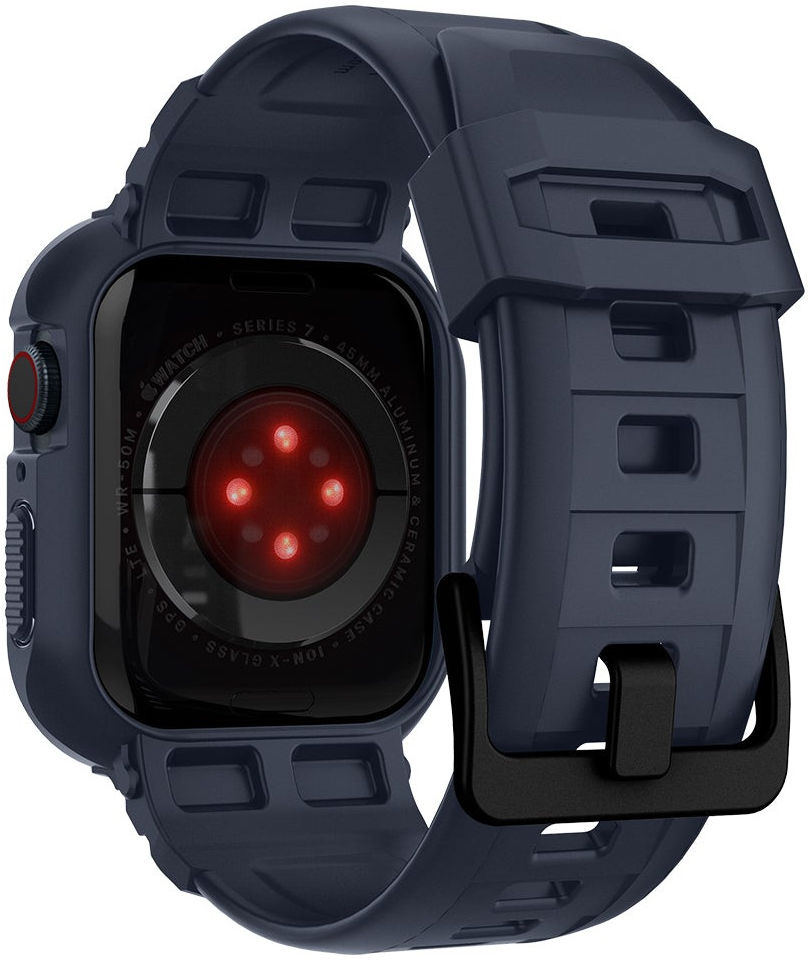 Spigen Rugged Armor Pro - Apple Watch 45MM / 44MM Hoesje en Bandje - Blauw afbeelding 5