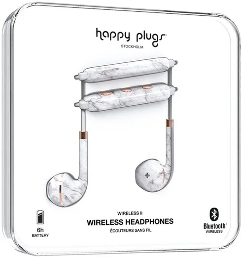 Happy Plugs Wireless II Draadloze In-Ear Bluetooth Headset Wit Marmer afbeelding 6