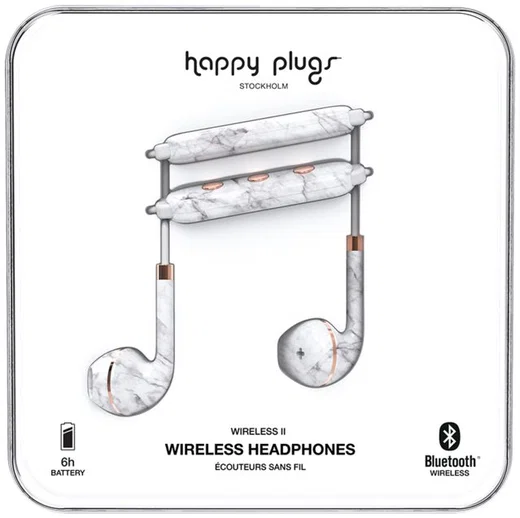 Happy Plugs Wireless II Draadloze In-Ear Bluetooth Headset Wit Marmer afbeelding 5