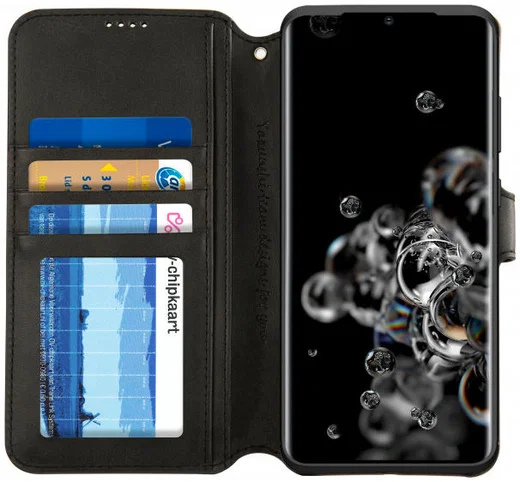 AZNS Samsung Galaxy S20 Ultra Portemonnee Stand Hoesje Zwart afbeelding 1