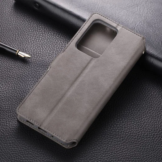 AZNS Samsung Galaxy S20 Ultra Portemonnee Stand Hoesje Grijs afbeelding 5