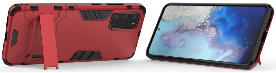 Samsung Galaxy S20 Ultra Hybride Hoesje met Kickstand Rood afbeelding 2