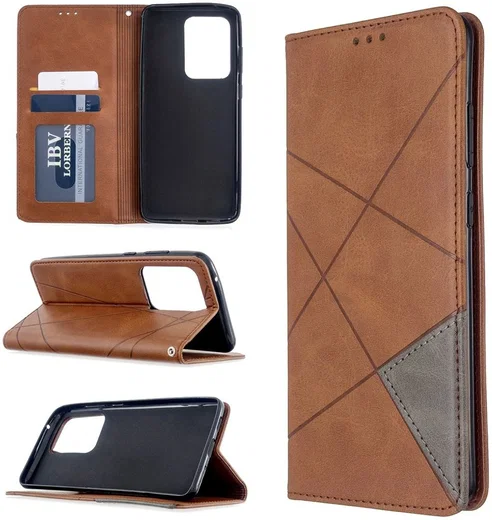 Samsung Galaxy S20 Ultra Hoesje Geometrie Portemonnee Bruin afbeelding 9