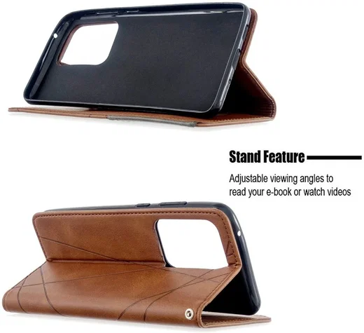 Samsung Galaxy S20 Ultra Hoesje Geometrie Portemonnee Bruin afbeelding 5