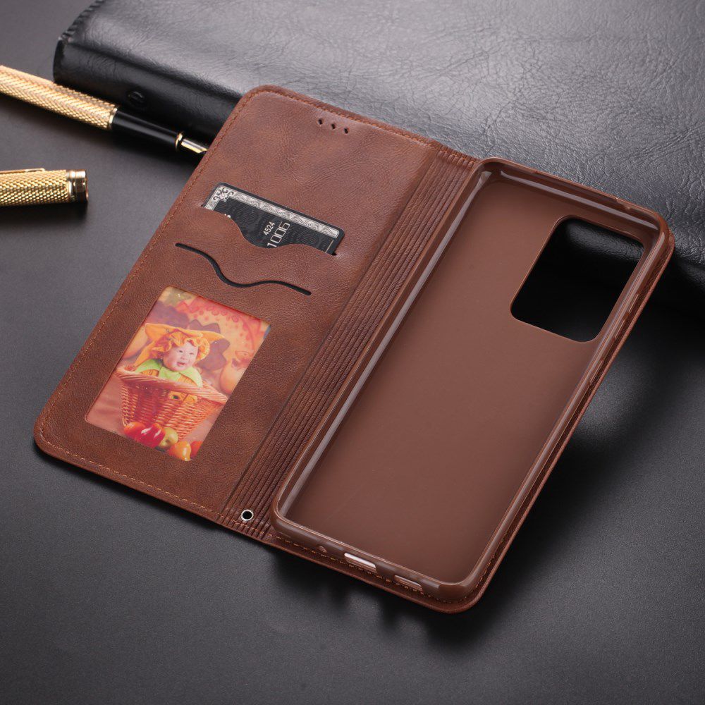 AZNS Retro Samsung Galaxy S20 Ultra Portemonnee Stand Hoesje Coffee afbeelding 4