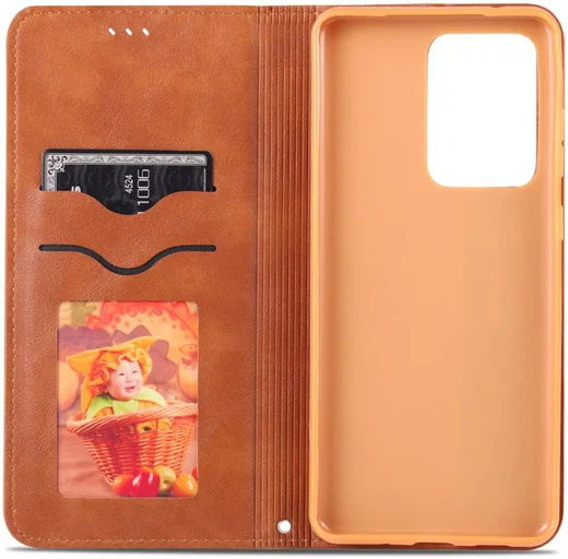 AZNS Retro Samsung Galaxy S20 Ultra Portemonnee Stand Hoesje Bruin afbeelding 2