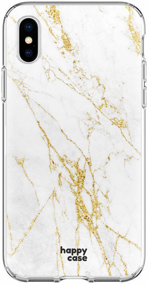 HappyCase Apple iPhone XS Hoesje  Flexibel TPU Wit Marmer Print afbeelding 1