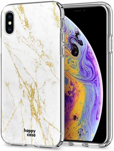 HappyCase Apple iPhone XS Hoesje  Flexibel TPU Wit Marmer Print afbeelding 2