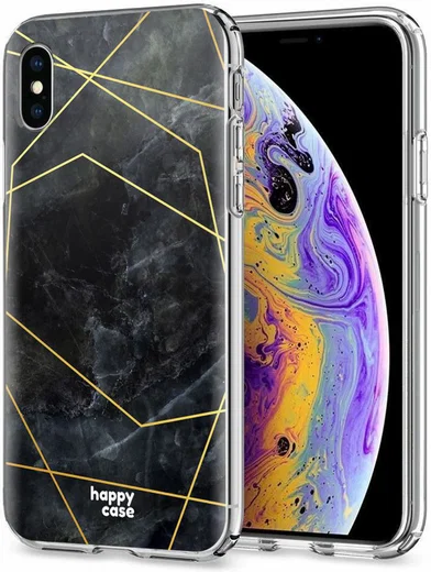 HappyCase Apple iPhone XS Hoesje Flexibel TPU Zwart Marmer Print afbeelding 2