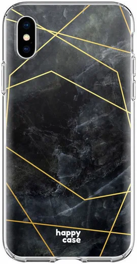 HappyCase Apple iPhone XS Hoesje Flexibel TPU Zwart Marmer Print afbeelding 1