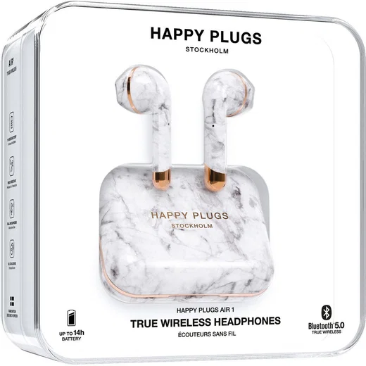 Happy Plugs Air 1 True Wireless Draadloze Oordopjes Wit Marmer afbeelding 10