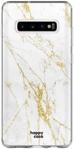 HappyCase Samsung Galaxy S10 Plus Hoesje Flexibel TPU Wit Marmer Print afbeelding 1