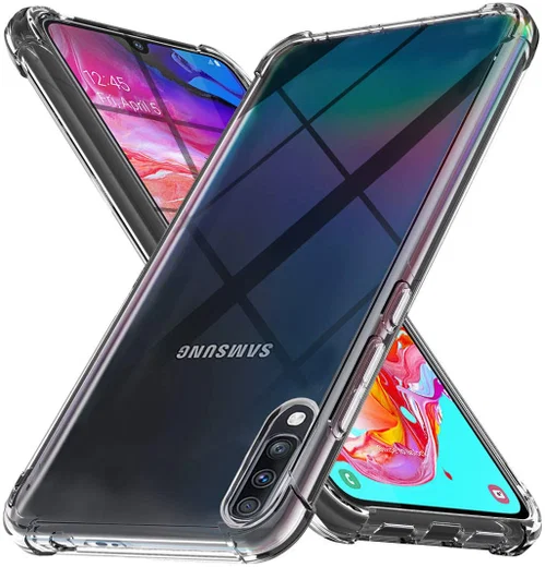 Samsung Galaxy A70 Hoesje Schokbestendig Transparant afbeelding 1