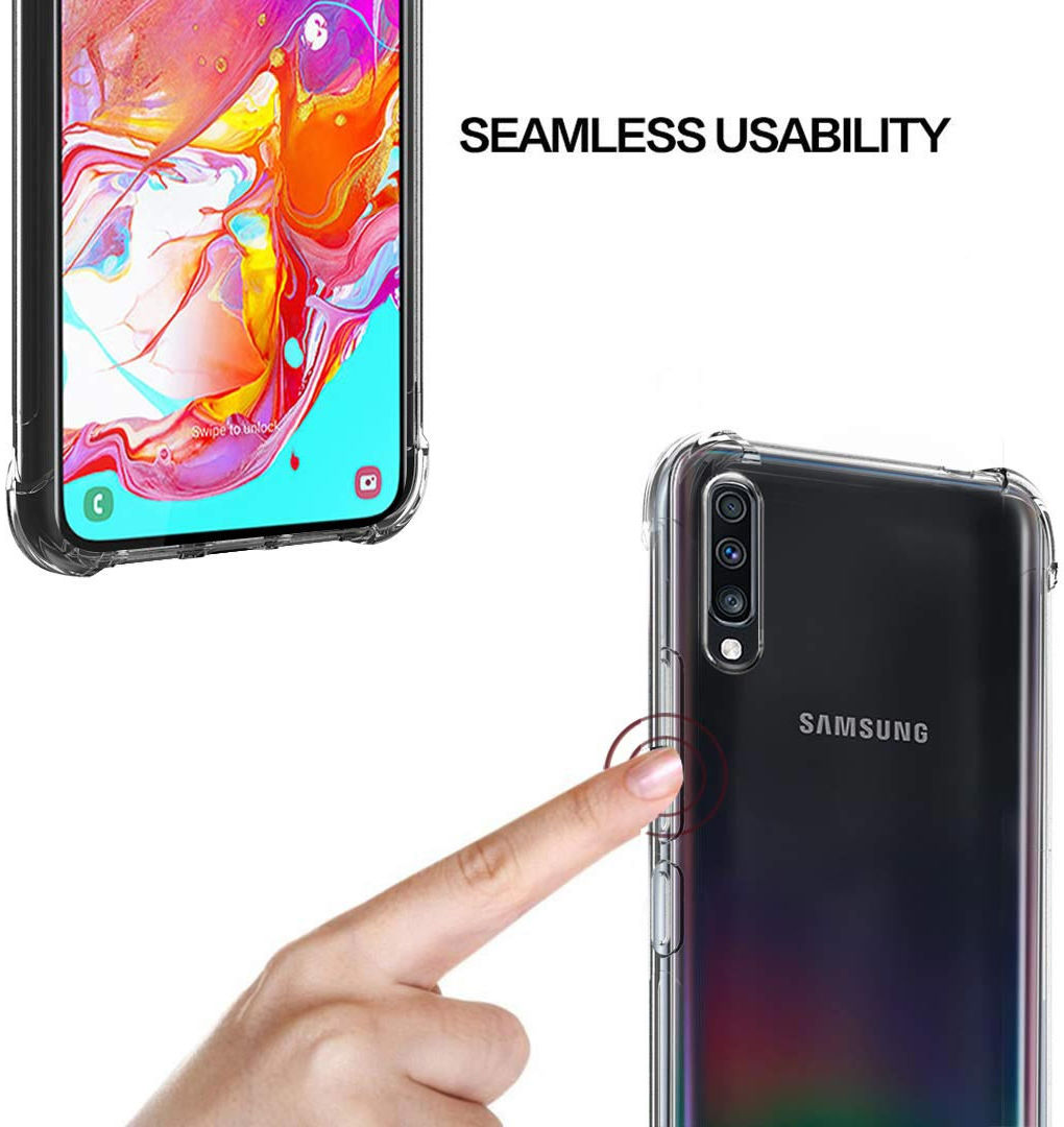 Samsung Galaxy A70 Hoesje Schokbestendig Transparant afbeelding 5