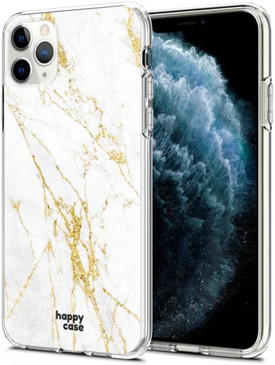 HappyCase iPhone 11 Pro Hoesje Flexibel TPU Wit Marmer Print afbeelding 2