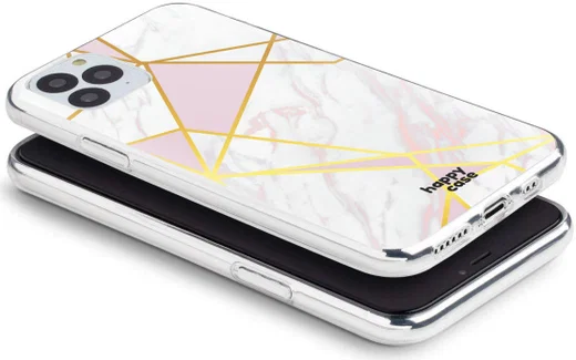 HappyCase iPhone 11 Pro Hoesje Flexibel TPU Roze Marmer Print afbeelding 4