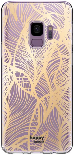 HappyCase Samsung Galaxy S9 Hoesje Flexibel TPU Golden Leaves Print afbeelding 1