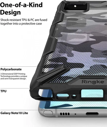 Ringke Fusion X Samsung Galaxy Note 10 Lite Hoesje Camo Design Zwart afbeelding 2