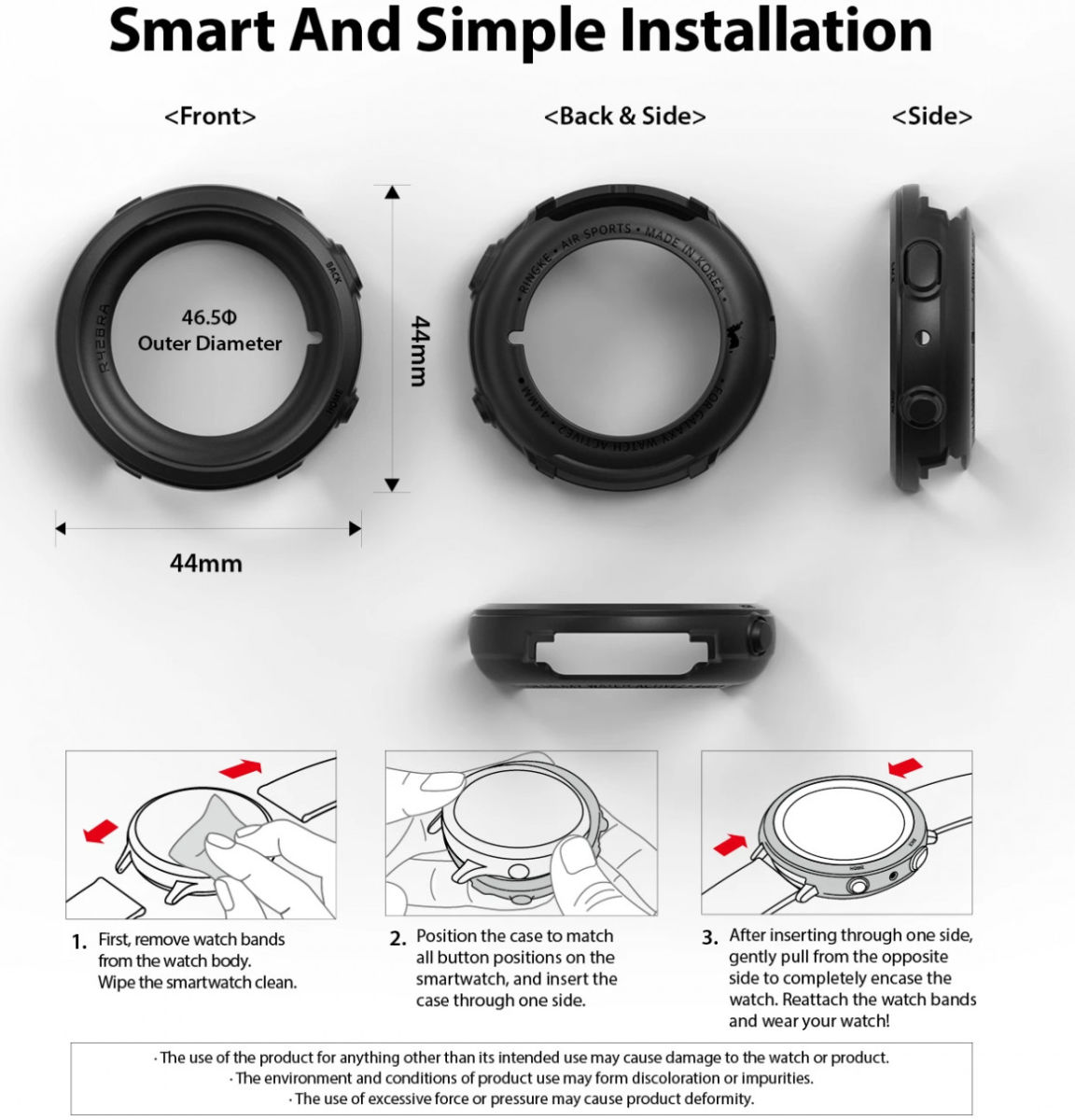 Ringke Air Sports Samsung Galaxy Watch Active 2 44MM Case Zwart afbeelding 10