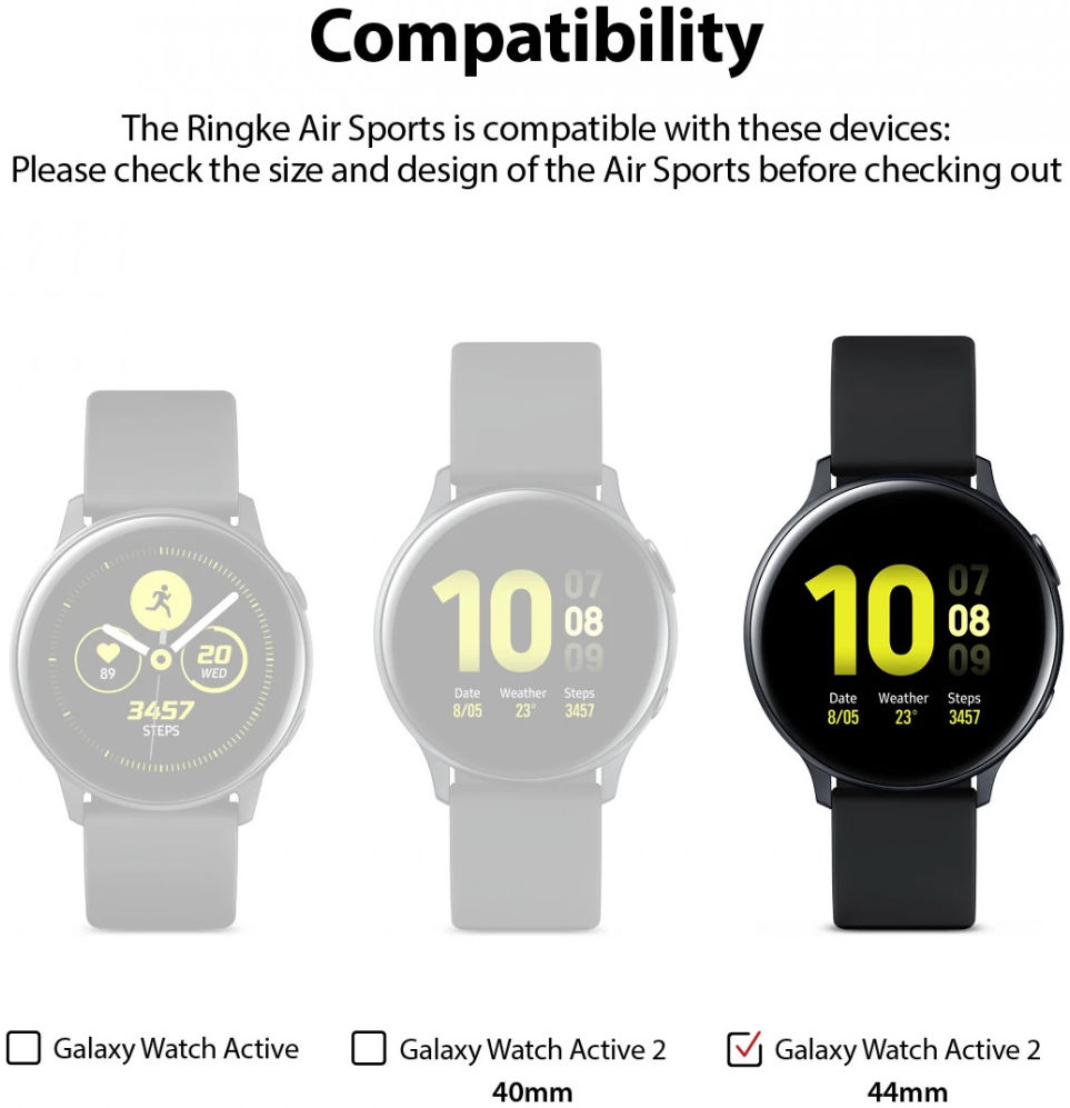 Ringke Air Sports Samsung Galaxy Watch Active 2 44MM Case Zwart afbeelding 11