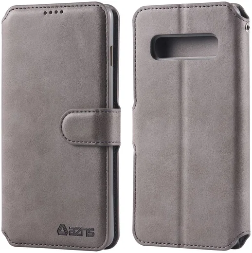 AZNS Samsung Galaxy S10 5G Portemonnee Hoesje Kunstleer Grijs afbeelding 3