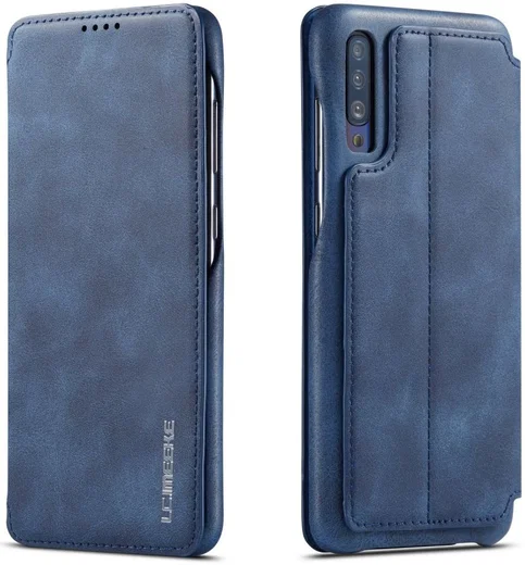 Samsung Galaxy A70 Hoesje Retro Bookcase met Kaarthouder Blauw afbeelding 6