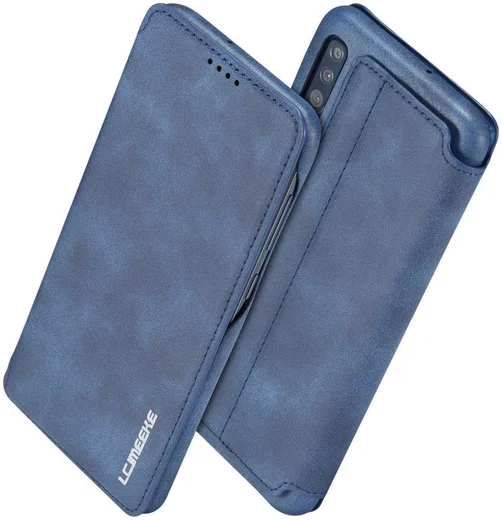 Samsung Galaxy A70 Hoesje Retro Bookcase met Kaarthouder Blauw afbeelding 3