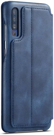 Samsung Galaxy A70 Hoesje Retro Bookcase met Kaarthouder Blauw afbeelding 2