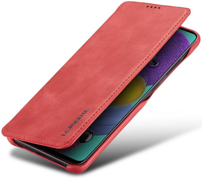 Samsung Galaxy A51 Hoesje Vintage Bookcase met Kaarthouder Rood afbeelding 1