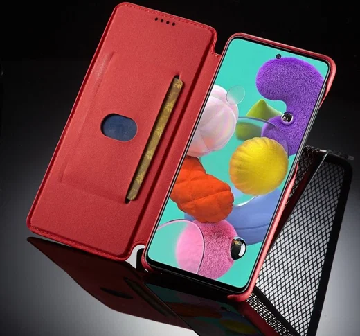 Samsung Galaxy A51 Hoesje Vintage Bookcase met Kaarthouder Rood afbeelding 9