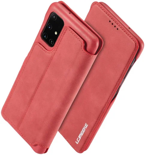 Samsung Galaxy A51 Hoesje Vintage Bookcase met Kaarthouder Rood afbeelding 3