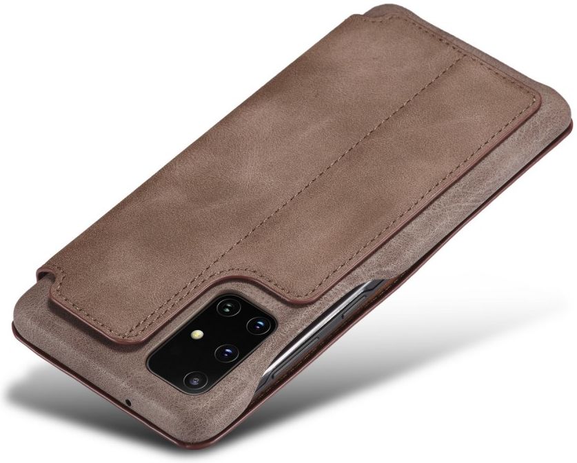 Samsung Galaxy A51 Hoesje Vintage Bookcase met Kaarthouder Coffee afbeelding 4