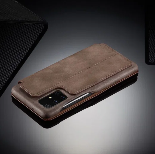 Samsung Galaxy A51 Hoesje Vintage Bookcase met Kaarthouder Coffee afbeelding 11