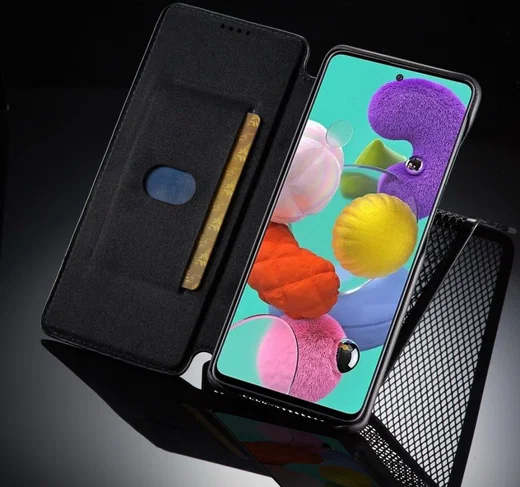 Samsung Galaxy A71 Hoesje Vintage Bookcase met Kaarthouder Zwart afbeelding 9