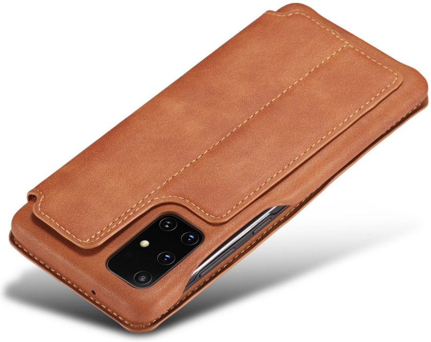 Samsung Galaxy A71 Hoesje Vintage Bookcase met Kaarthouder Bruin afbeelding 6