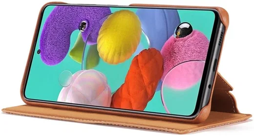 Samsung Galaxy A71 Hoesje Vintage Bookcase met Kaarthouder Bruin afbeelding 3