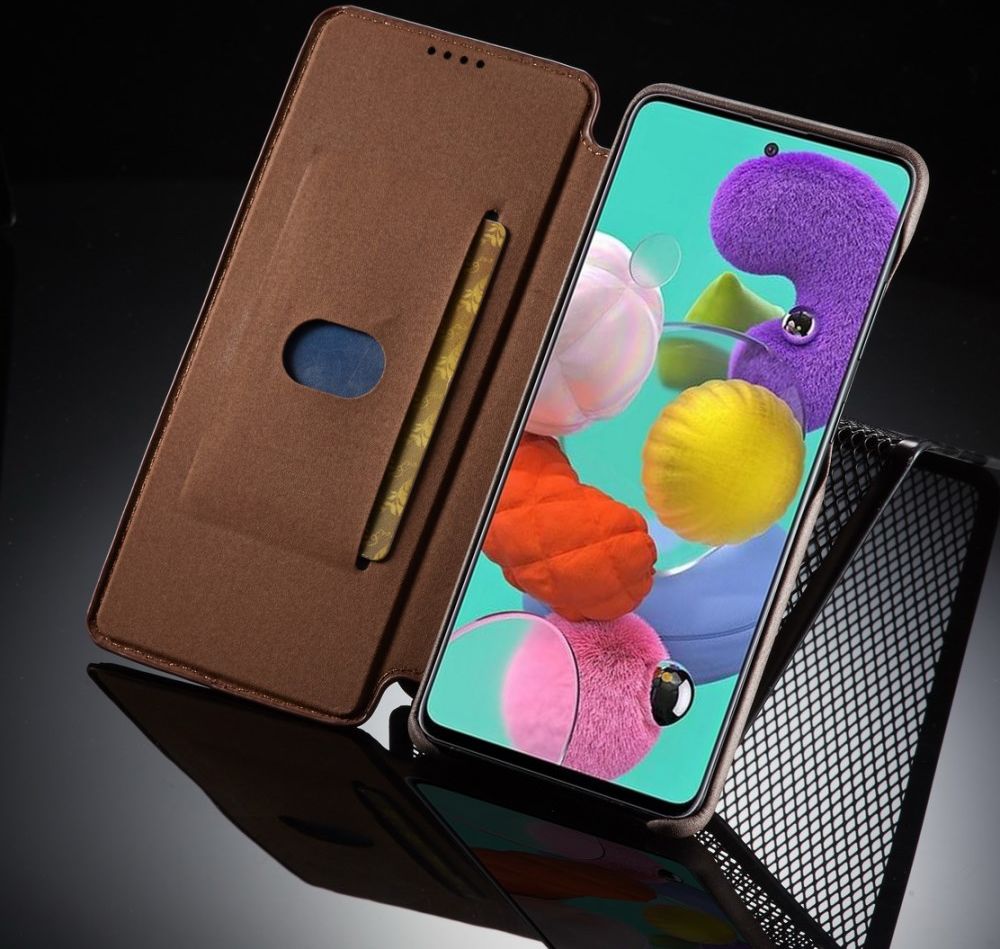 Samsung Galaxy A71 Hoesje Vintage Bookcase met Kaarthouder Coffee afbeelding 9