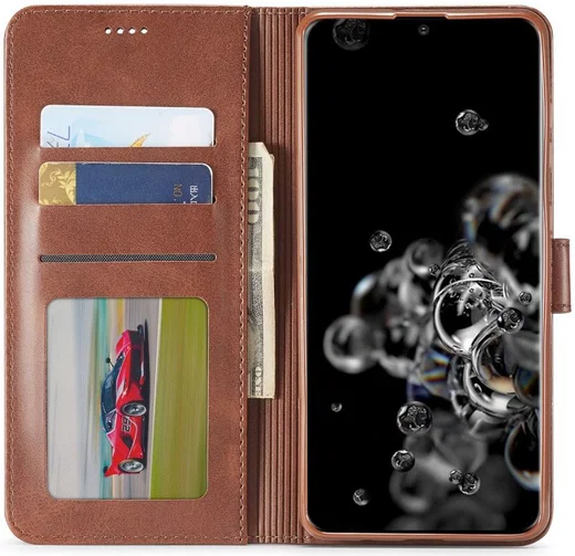 Samsung Galaxy S20 Ultra Retro Book Case Portemonnee Hoesje Coffee afbeelding 4