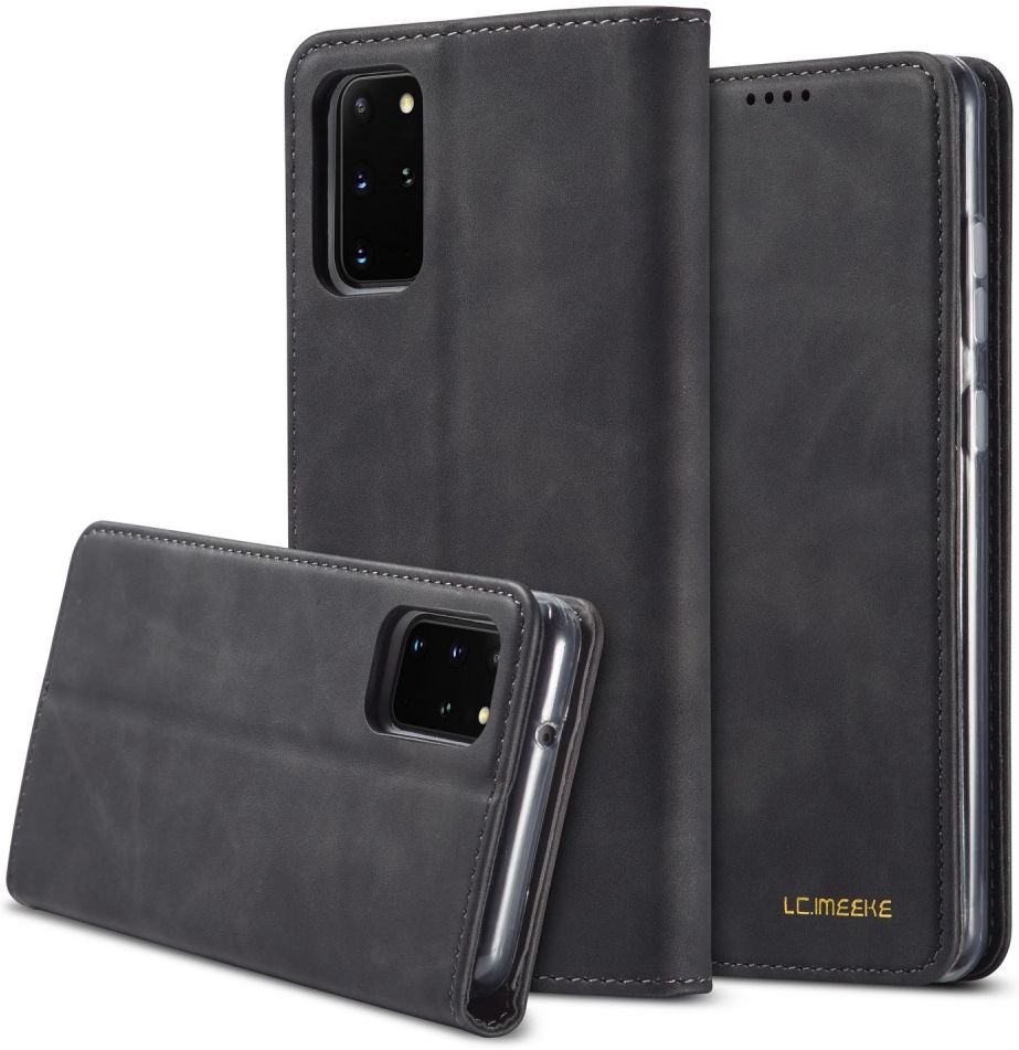 Samsung Galaxy S20 Plus Hoesje Retro Bookcase met Kaarthouder Zwart afbeelding 1