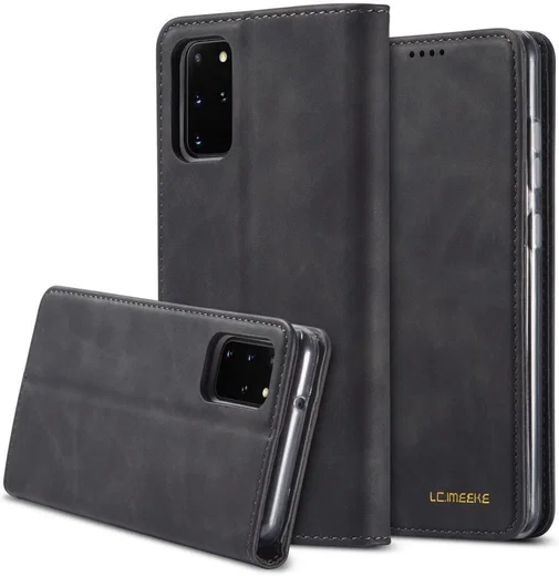 Samsung Galaxy S20 Plus Hoesje Retro Bookcase met Kaarthouder Zwart afbeelding 1