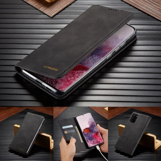 Samsung Galaxy S20 Plus Hoesje Retro Bookcase met Kaarthouder Zwart afbeelding 10