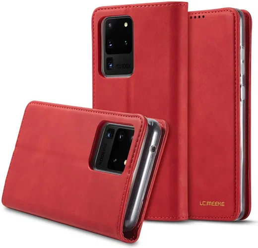 Samsung Galaxy S20 Ultra Hoesje Wallet Bookcase Kunstleer Rood afbeelding 9