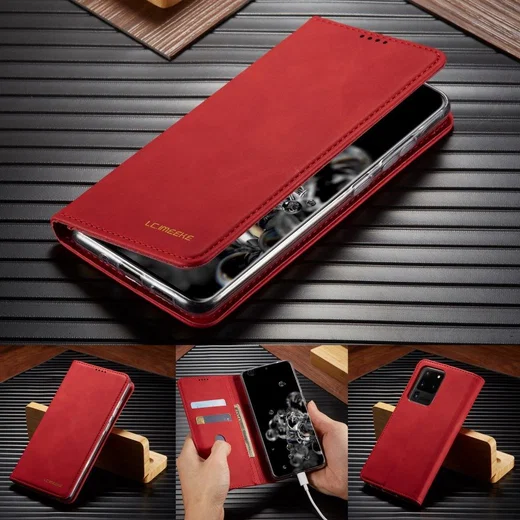 Samsung Galaxy S20 Ultra Hoesje Wallet Bookcase Kunstleer Rood afbeelding 15