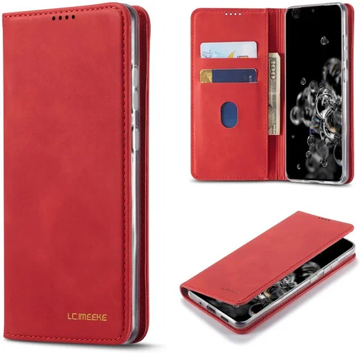 Samsung Galaxy S20 Ultra Hoesje Wallet Bookcase Kunstleer Rood afbeelding 17