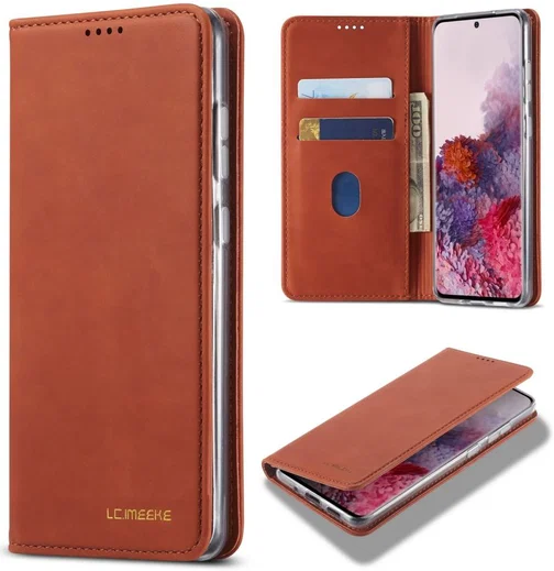 LC.IMEEKE Samsung Galaxy S20 Ultra Hoesje Portemonnee Book Case Bruin afbeelding 14