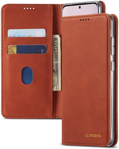 LC.IMEEKE Samsung Galaxy S20 Ultra Hoesje Portemonnee Book Case Bruin afbeelding 12