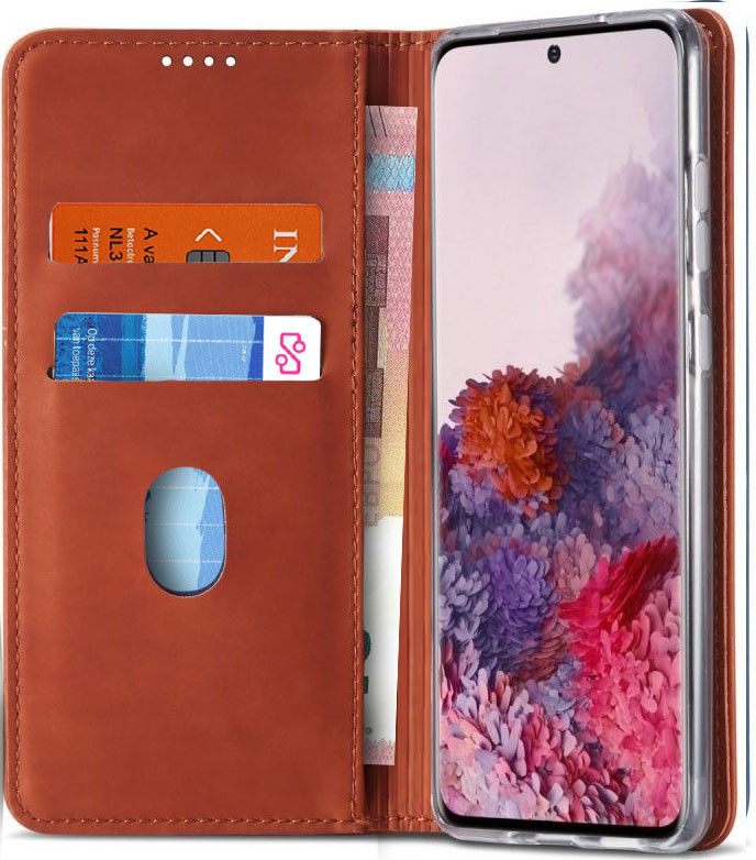 LC.IMEEKE Samsung Galaxy S20 Ultra Hoesje Portemonnee Book Case Bruin afbeelding 1
