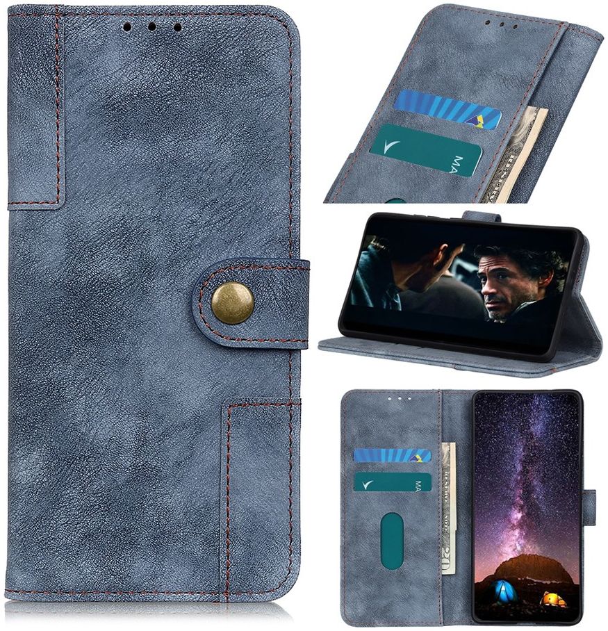Samsung Galaxy A71 Book Case Kunst Leer Blauw afbeelding 2
